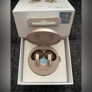 Open Box Like New LG TONE Free UV Nano Noise Cancellation Earbuds - Haze Gold